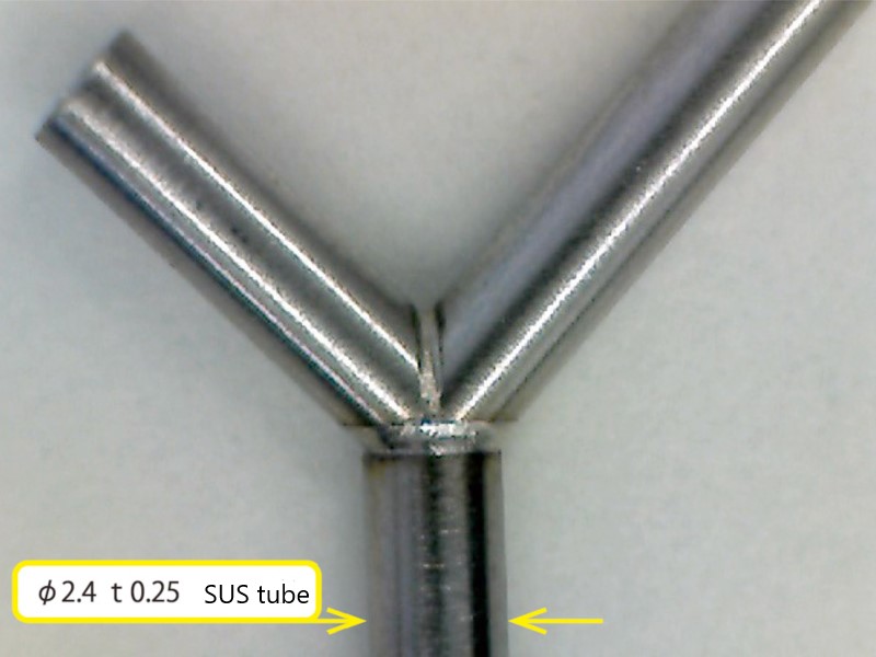 Y-shaped branch pipes of thin pipes (φ2.4×t0.25)