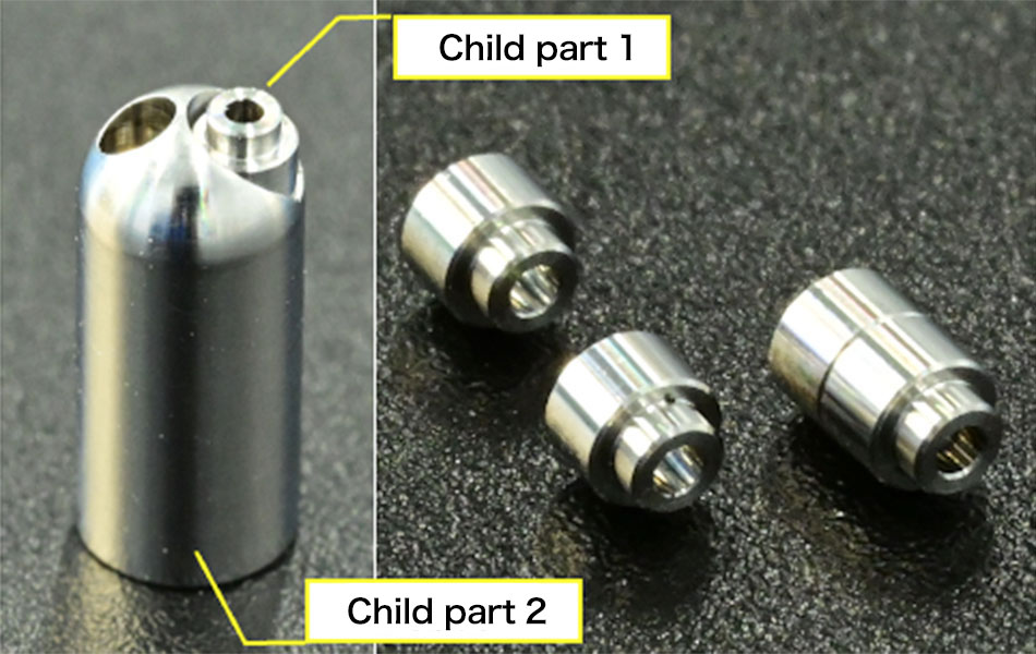 A sample product combined with child part 1 and 2