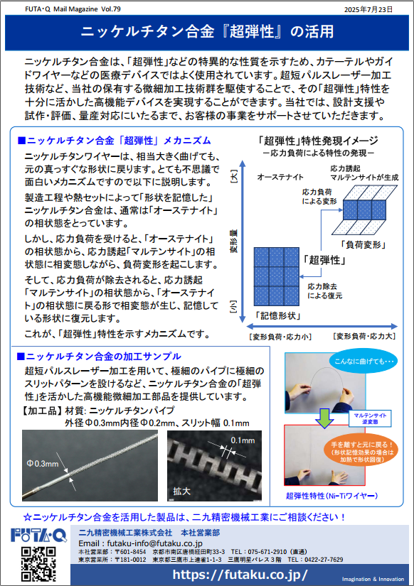 vol.79 ニッケルチタン合金「超弾性」の活用