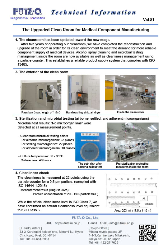 The upgraded clean room for medical component manufacturing